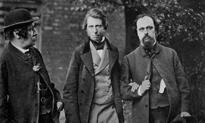 Porträt von William Bell Scott, John Ruskin und Dante Gabriel Rossetti, 1864 von English Photographer